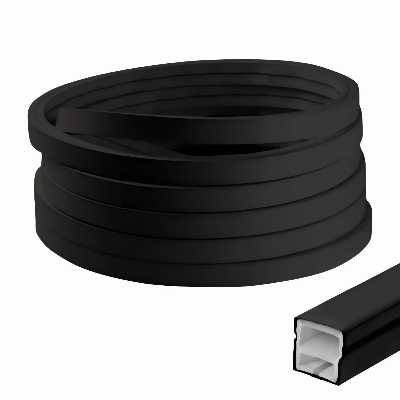 Flexibles Silikon LED Profil, 5m 12x12mm LED Schiene für 8mm Akustikpaneele LED Streifen, IP65 Wasserdicht LED Kanal Diffusor für Decke, Schrank, Bar, Akustikpaneele Beleuchtung (Schwarz, 5 m)