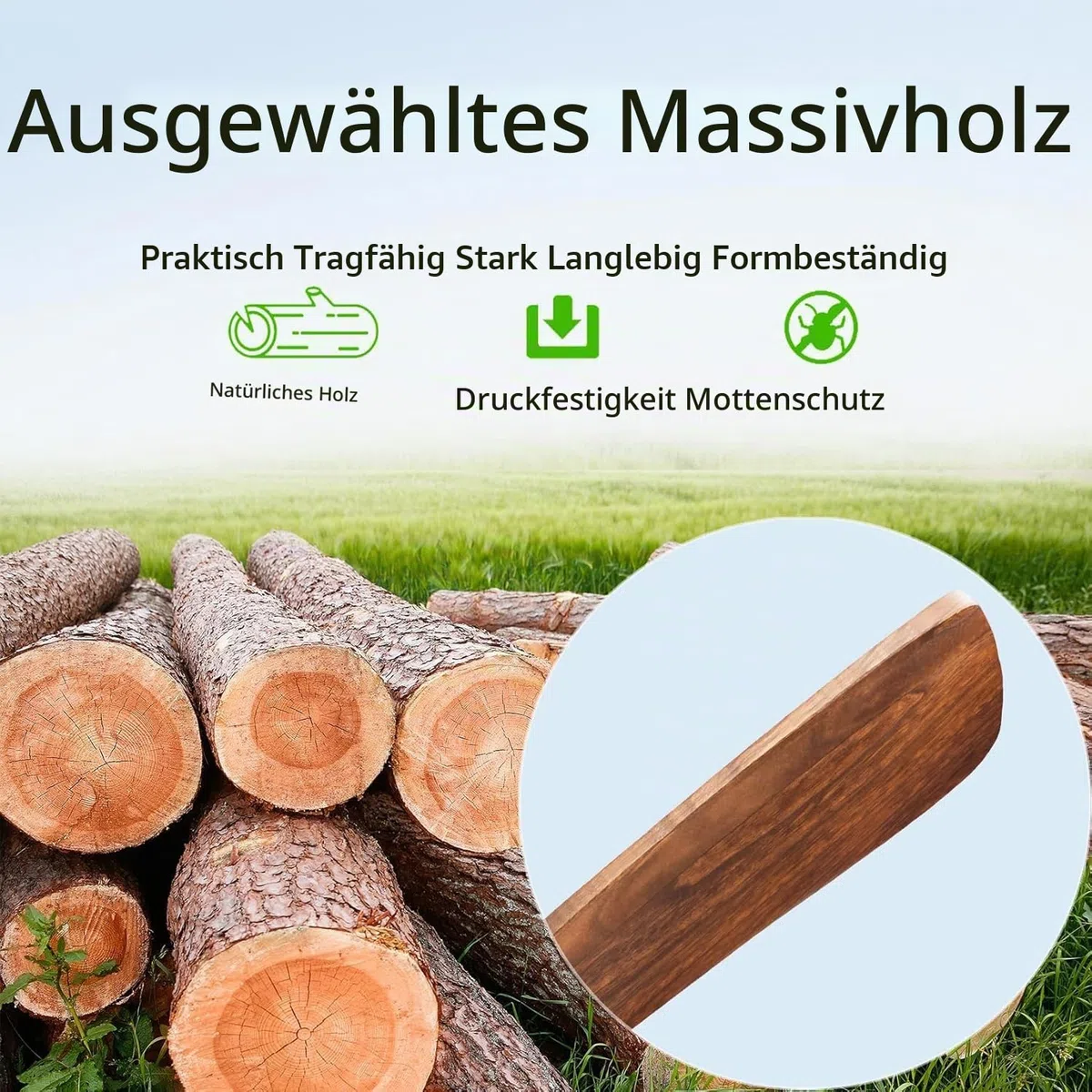 Deckenventilator mit Beleuchtung, 106 cm, Massivholz, LED 18 W