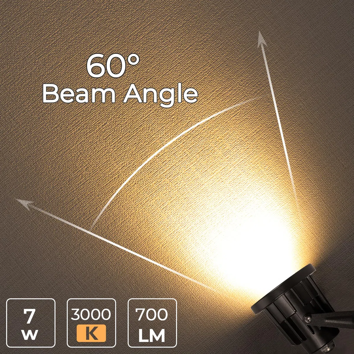 Milpoel COB LED Strahler mit Klemme, 7W, 3m Kabel, IP65 Wasserdicht, Außen- & Innenbeleuchtung (Warmweiß, 1)