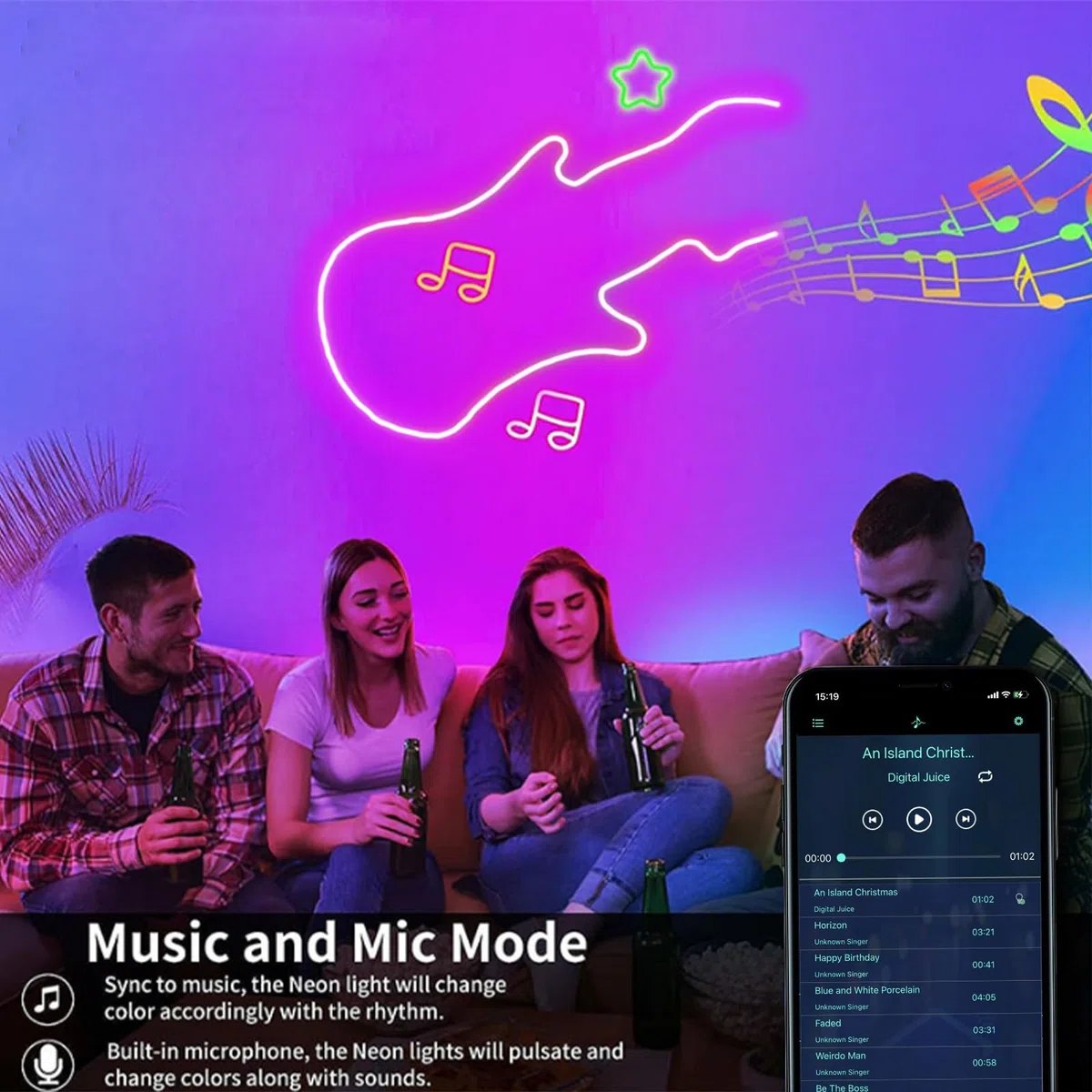15m/50Ft LED Neon Seillichter, Steuerung mit App/Fernbedienung, Musik Sync, Flexibles LED Seillicht, Mehrere Modi, IP65 Outdoor RGB Neonlichter Wasserdicht