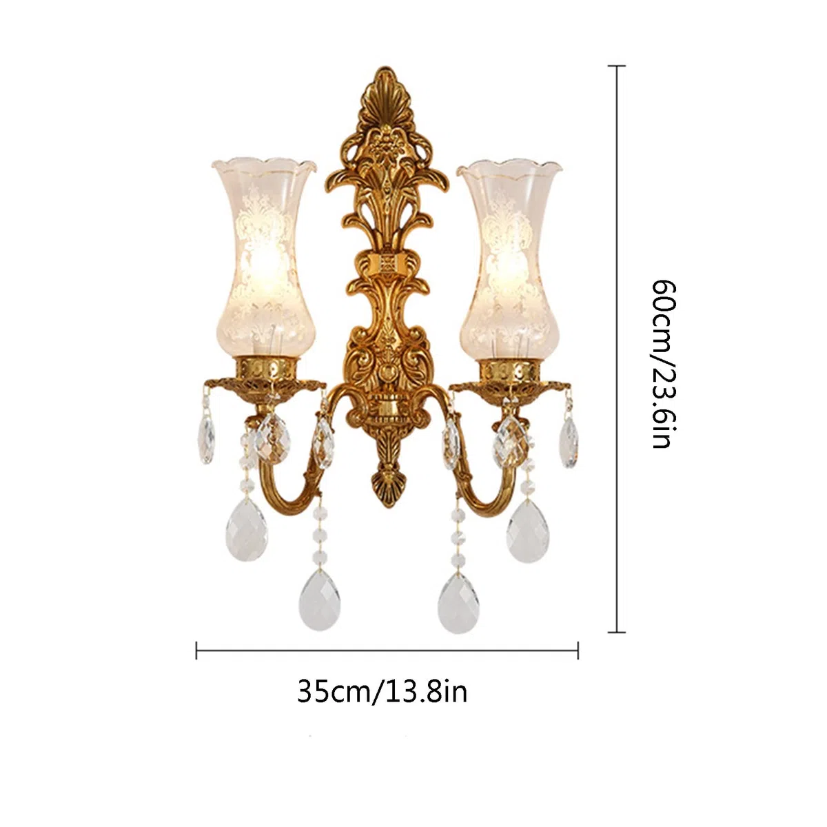 Wandleuchte TV-Wandlampe im Luxus-Wohnzimmer, Nachttischlampe im Treppenschlafzimmer der Villa, Wandlampe aus Kupferkristall Wandlampen