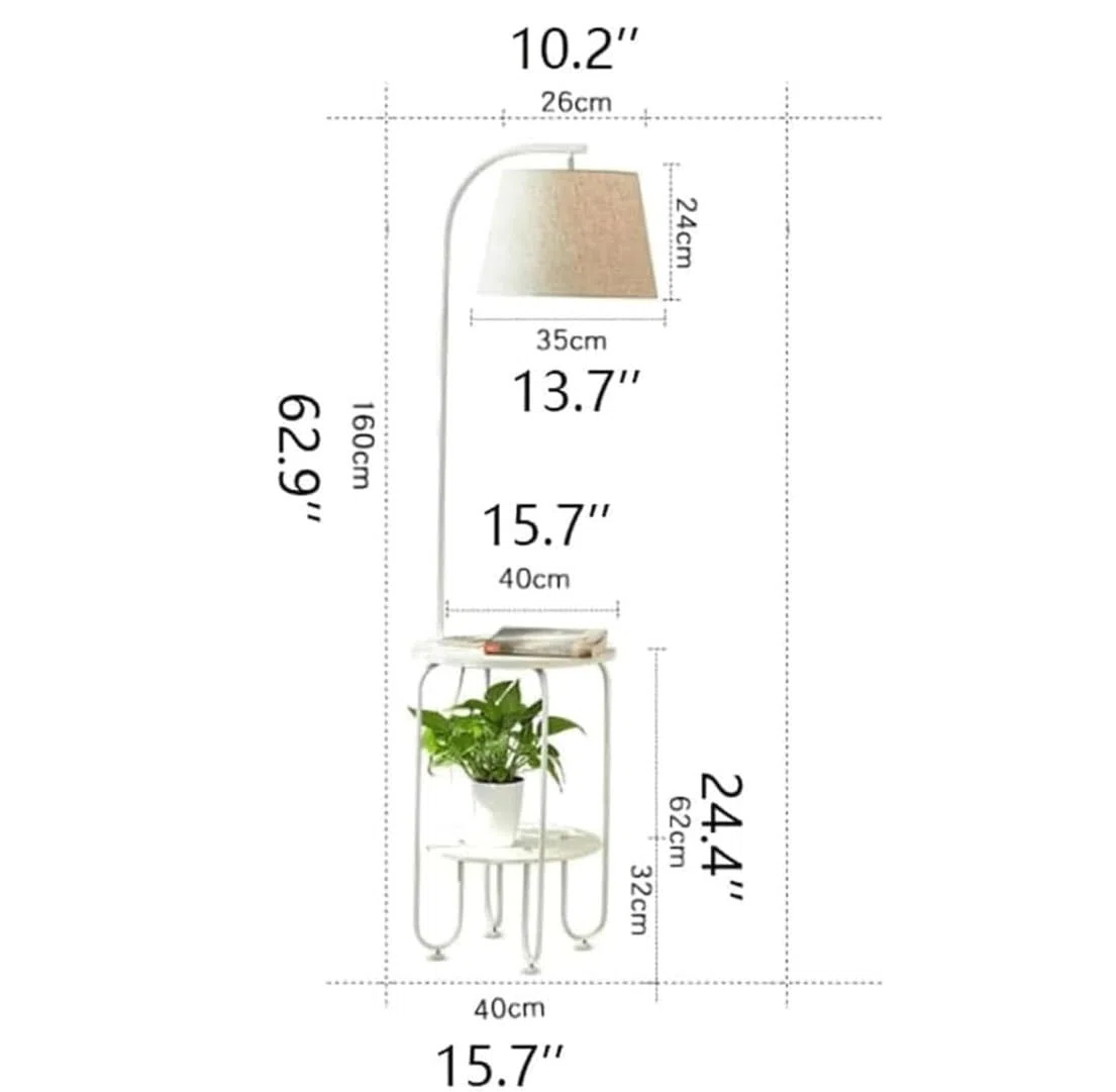 Dimmbare Stehlampe Nordische Stehlampe Iron Art Stehleuchte Mit Doppelschichtregal Hochmastlampe Leselampe USB-Ladeanschluss Stehlampe