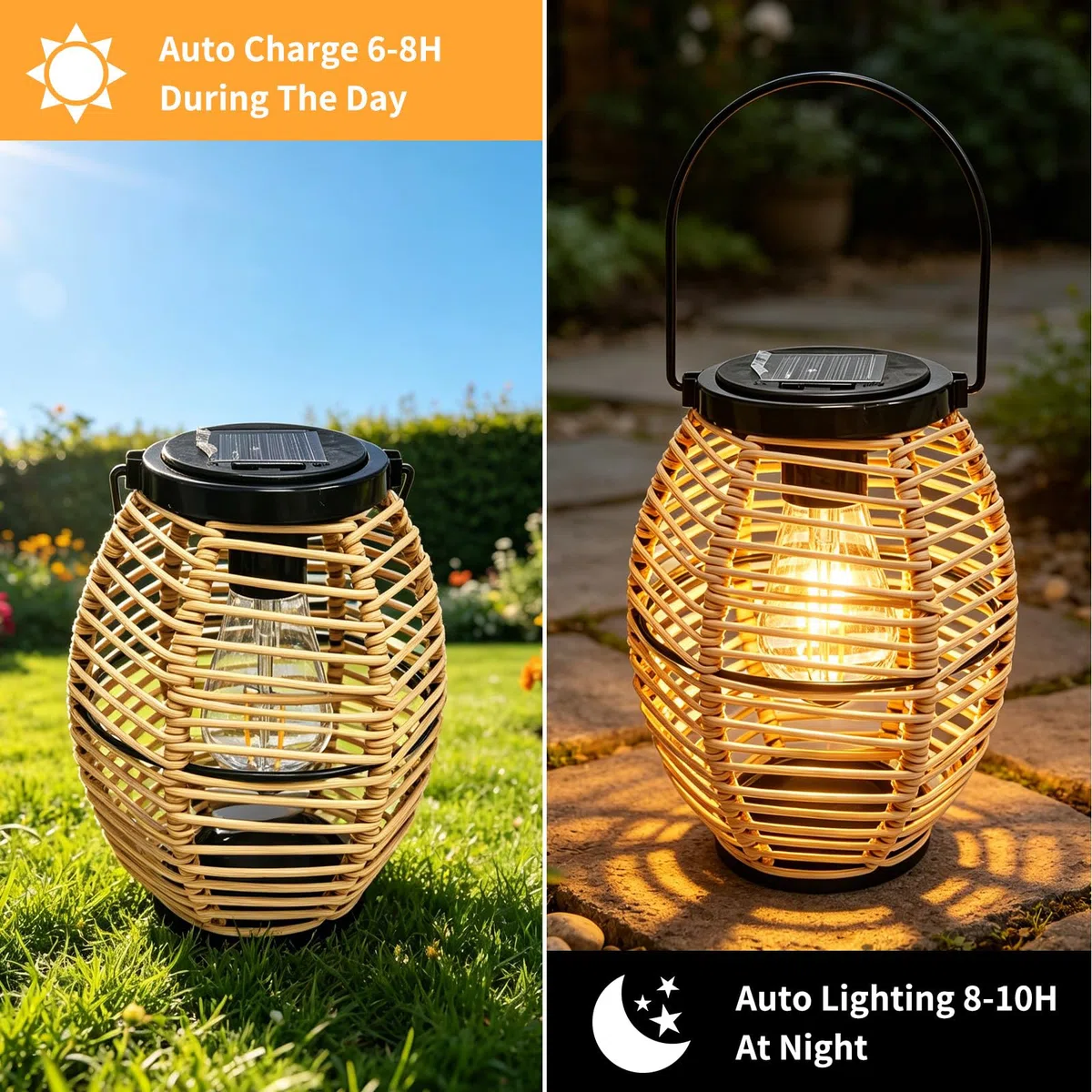 Solarlampen für Außen Hängend,2 Stück Solar Lampions Außen Wetterfest,Rattan Solar Laternen für Draußen,IP44 Wasserdicht Garten Solarleuchten für Außen,für Garten,Terrasse,Balkon,Partys