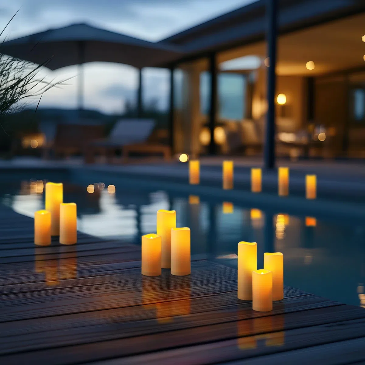 Homemory Flackernden Flammenlose Kerzen, Outdoor Wasserdicht Batterie Betriebene LED Kerzen mit Fernbedienung Timer, Elektrische Gefälschte Kunststoff-Kerzen, Elfenbein, 8er-Set