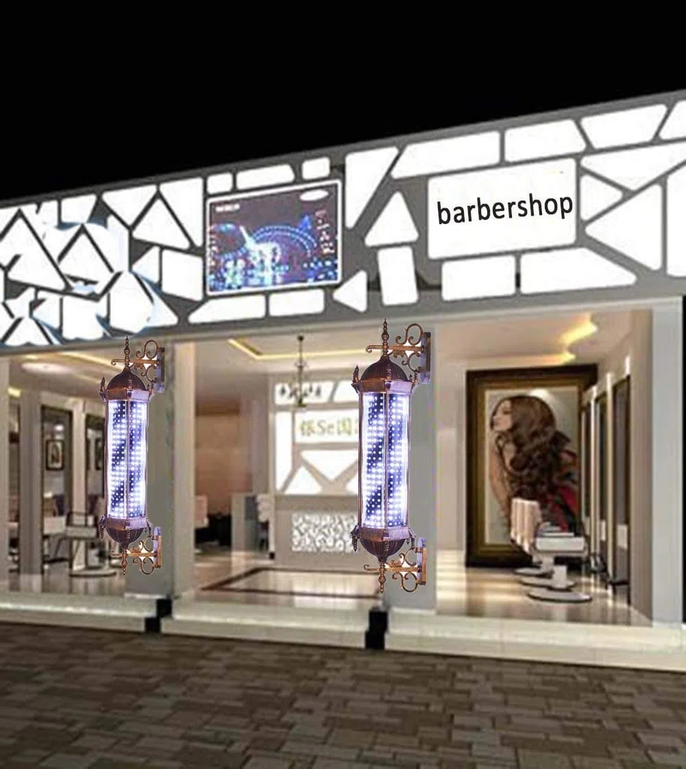 Friseurstange Salonleuchte 70/98/120 cm LED-Friseurstange, beleuchtetes, rotierendes Farbstreifen-Salon-Ladenschild für Friseursalon-Friseursalon, wasserdichte Wandleuchte für den Außenbereich, energi