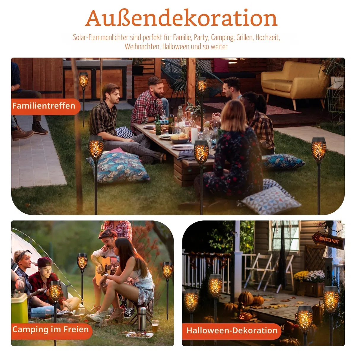 CNMTCCO Solarlampen für Außen Garten 6 Stück Gartenleuchten Solar mit realistischem Flammeneffekt, IP65 Wasserdichte Gartenfackel Solar Weg für Outdoor, Garten, Hinterhof, Rasenbeleuchtung
