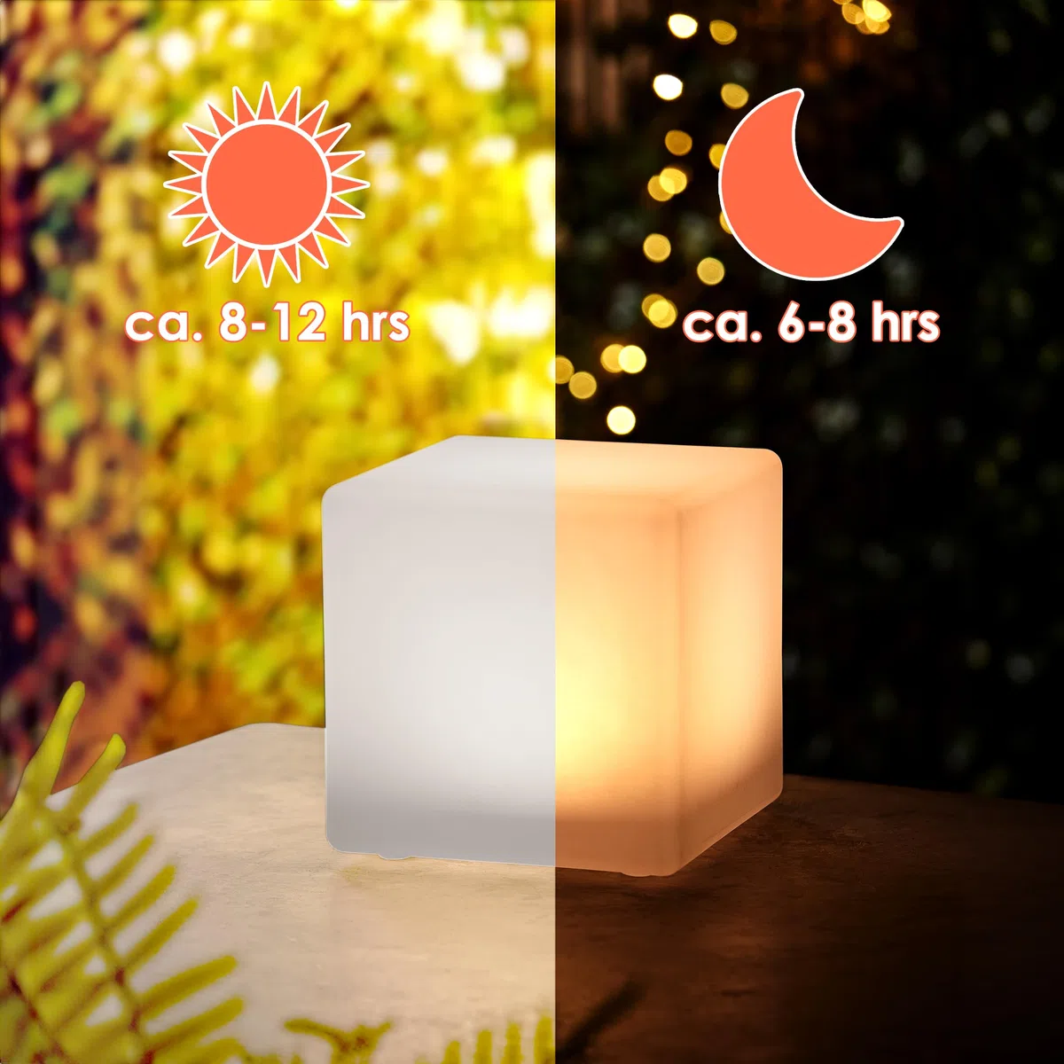 Spetebo LED Solar Würfelleuchte Solarlampe Gartenleuchte warm weiß - 20 cm | Garten Deko Beleuchtung, Milchglas Optik, Für Terrasse Balkon Außen, Wasserfest