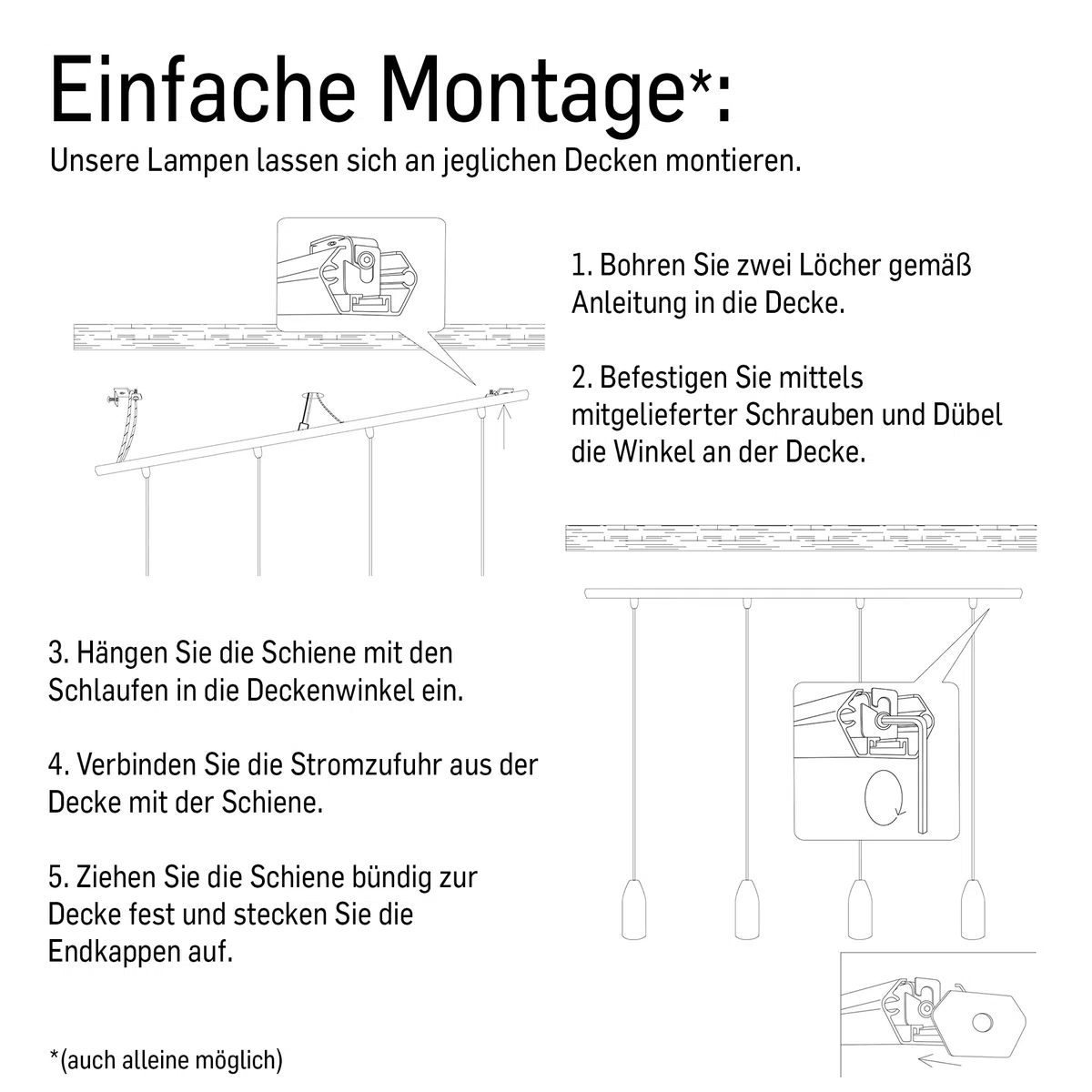 4er Betonlampe light edition mit Textilkabel Kiesel, Lampe Wohnzimmer Hängeleuchte