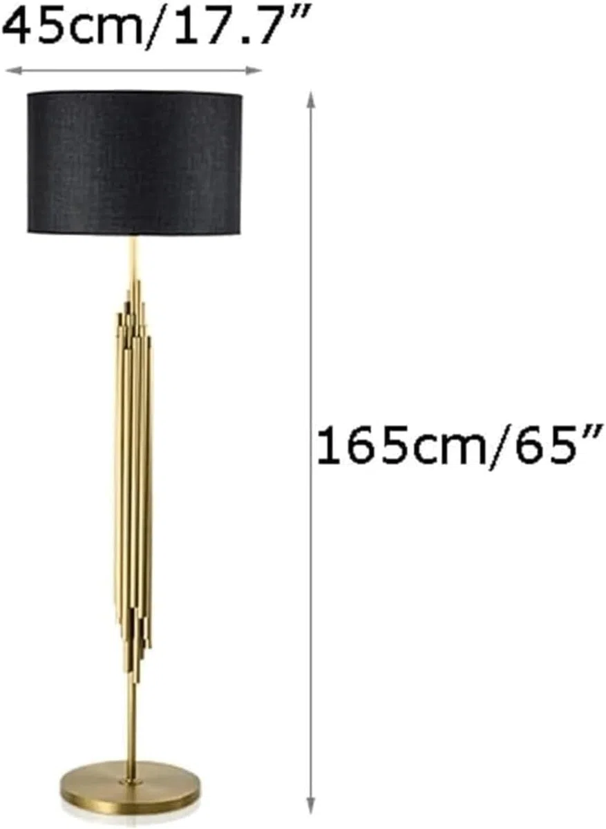 Dimmbare Stehlampe Goldene Schmiedeeisen Stehlampe mit schwarzem Stofflampenschirm Hohe Mastlampe Dekorbeleuchtung Hohe Lampen Stehlampe Stehlampe